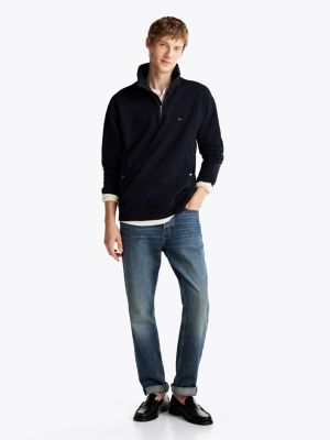 blue half-zip stand-up collar sweatshirt for men tommy hilfiger