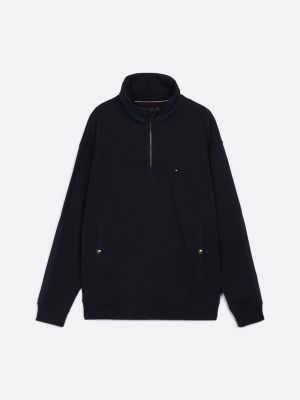 blue half-zip stand-up collar sweatshirt for men tommy hilfiger