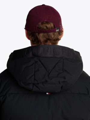 doudoune en duvet à capuche noir pour hommes tommy hilfiger