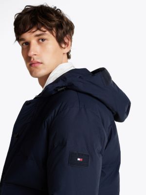 doudoune en duvet à capuche bleu pour hommes tommy hilfiger