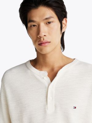 white long sleeve henley t-shirt for men tommy hilfiger