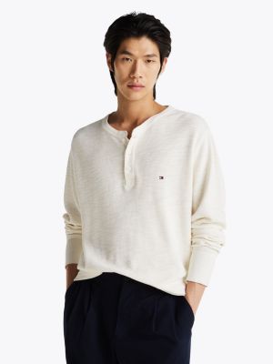 white long sleeve henley t-shirt for men tommy hilfiger