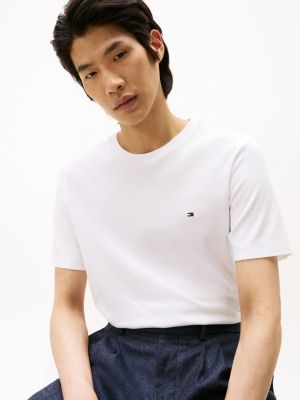 white interlock knit t-shirt for men tommy hilfiger