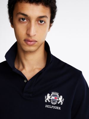 zwart regular fit polo met geborduurd logo voor heren - tommy hilfiger