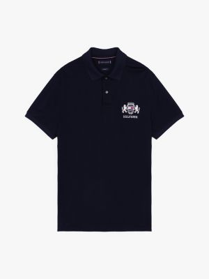 black regular fit logo embroidery polo shirt for men tommy hilfiger