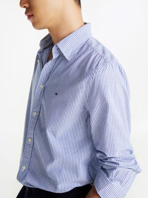 multi th flex regular fit stripe poplin shirt for men tommy hilfiger