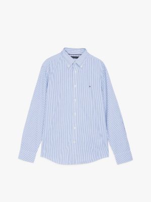 multi th flex regular fit stripe poplin shirt for men tommy hilfiger