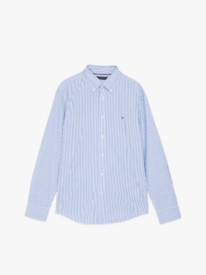 multi th flex regular fit stripe poplin shirt for men tommy hilfiger