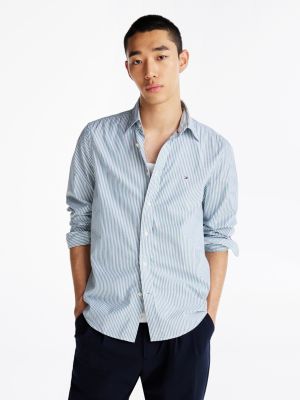 multi th flex regular fit stripe poplin shirt for men tommy hilfiger