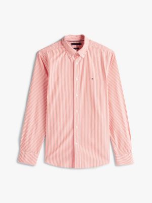 multi th flex regular fit stripe poplin shirt for men tommy hilfiger