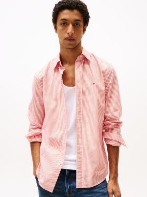 camicia regular fit a righe in popeline multi da uomini tommy hilfiger