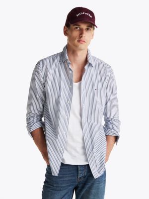 chemise en popeline flex à rayures multi pour hommes tommy hilfiger