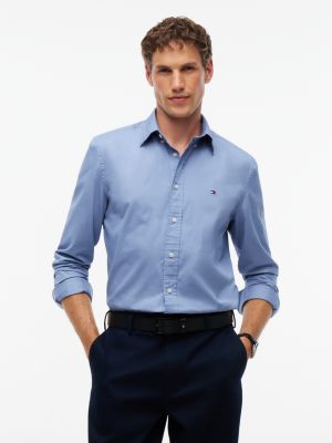 blue th flex regular fit button-down shirt for men tommy hilfiger