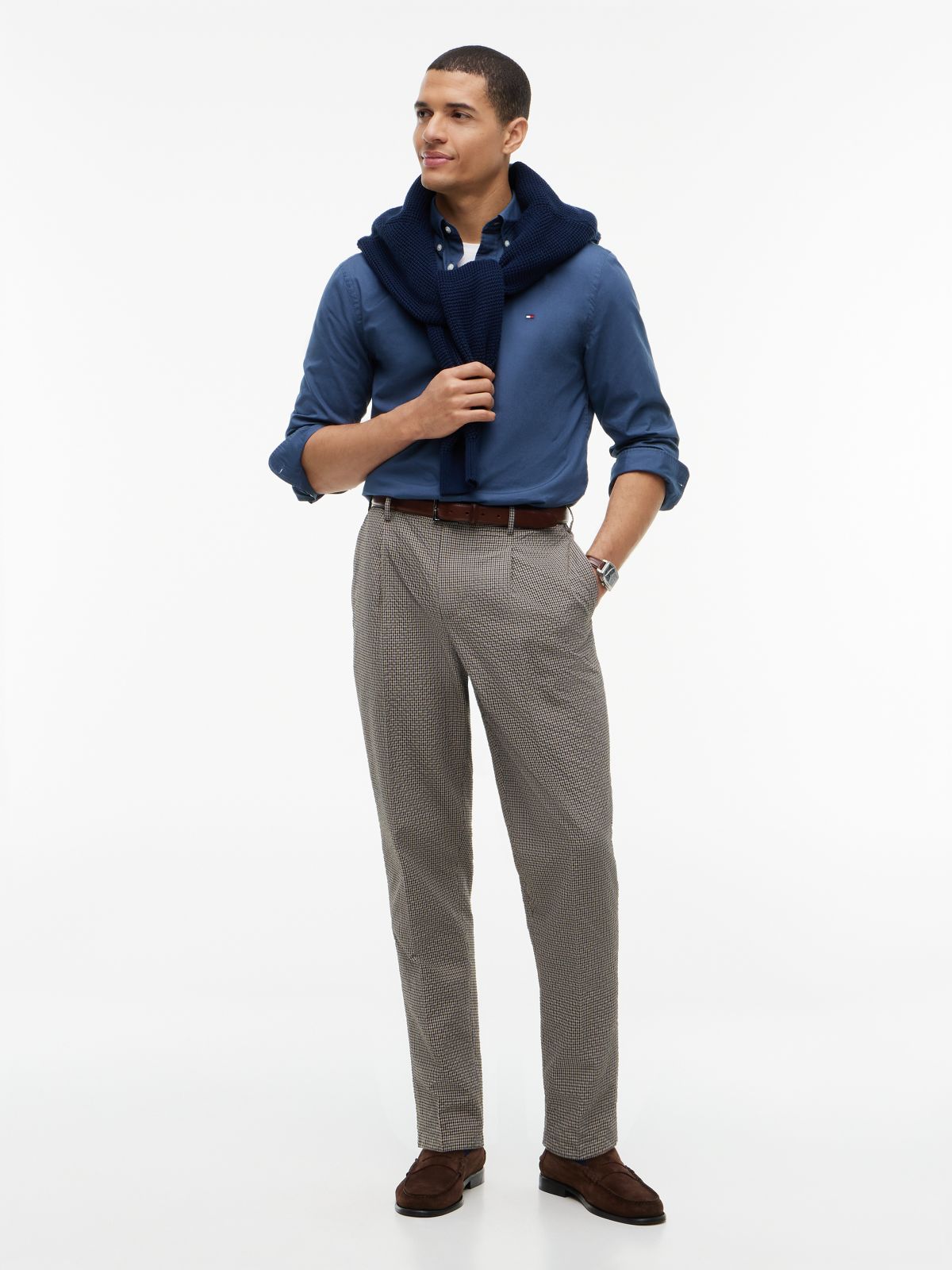 TH Flex Regular Fit Button-Down Shirt — Blue