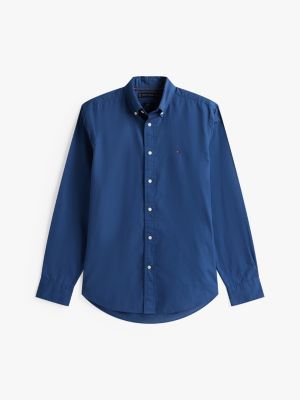 blue th flex regular fit poplin shirt for men tommy hilfiger