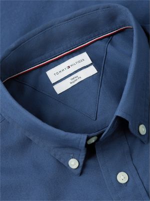 niebieski popelinowa koszula th flex o regularnym kroju dla mężczyźni - tommy hilfiger