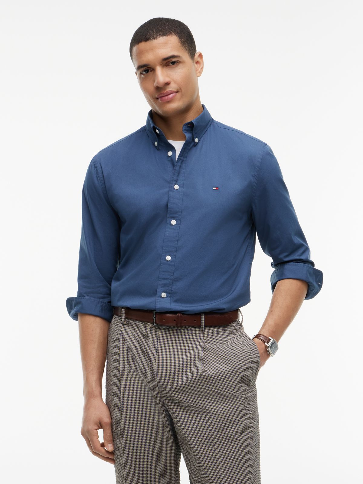 TH Flex Regular Fit Button-Down Shirt — Blue