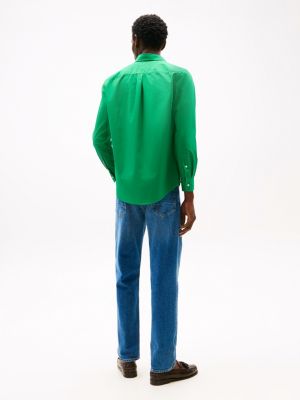 grün th flex regular fit popeline-hemd für herren - tommy hilfiger