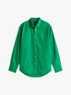 grün th flex regular fit popeline-hemd für herren - tommy hilfiger