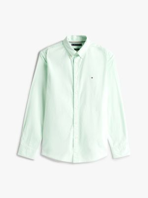 chemise coupe standard en popeline th flex vert pour hommes tommy hilfiger
