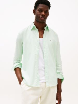 green th flex regular fit poplin shirt for men tommy hilfiger