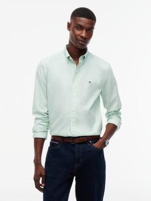green th flex regular fit button-down shirt for men tommy hilfiger