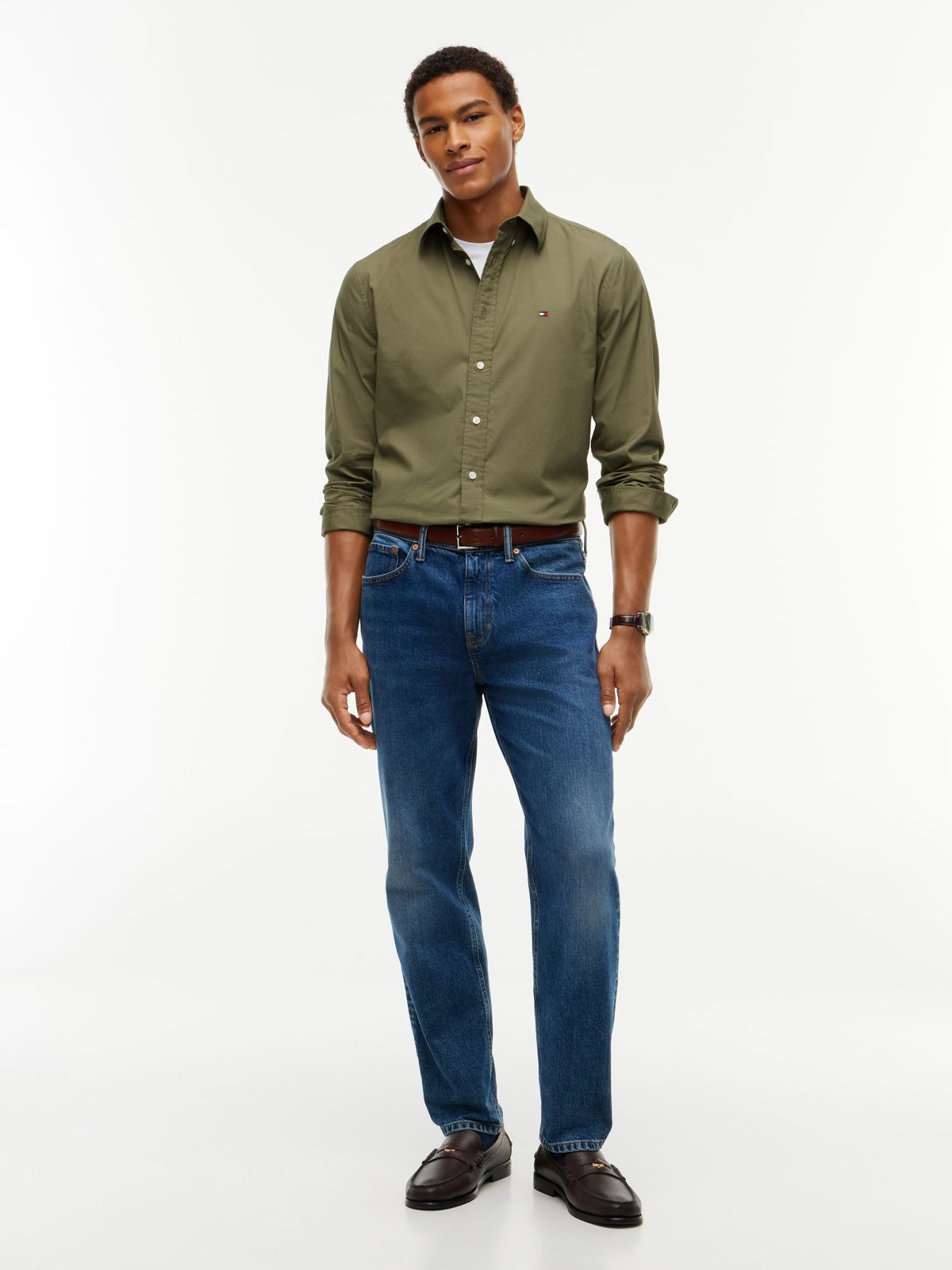 TH Flex Regular Fit Button-Down Shirt — Green