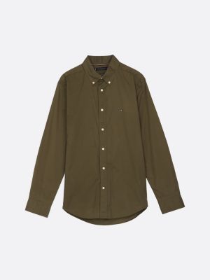 green th flex regular fit poplin shirt for men tommy hilfiger