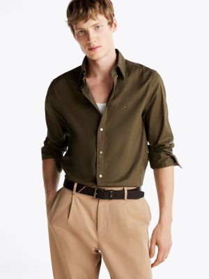 green th flex regular fit poplin shirt for men tommy hilfiger