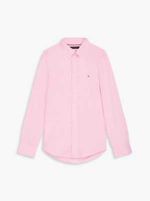 pink th flex regular fit poplin shirt for men tommy hilfiger