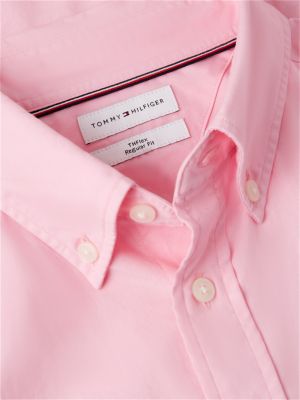 pink th flex regular fit button-down shirt for men tommy hilfiger