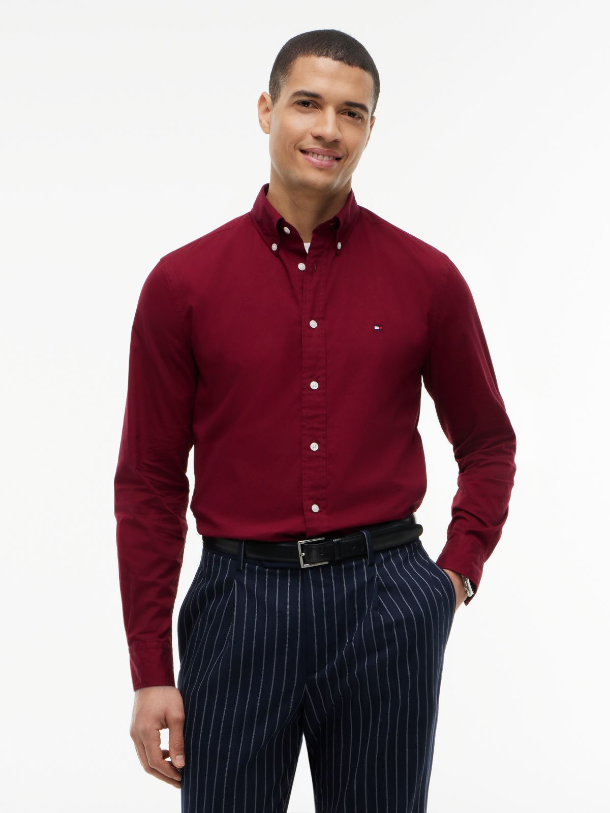 TH Flex Regular Fit Button-Down Shirt — Purple