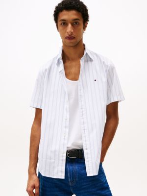 chemise en popeline à manches courtes multi pour hommes tommy hilfiger