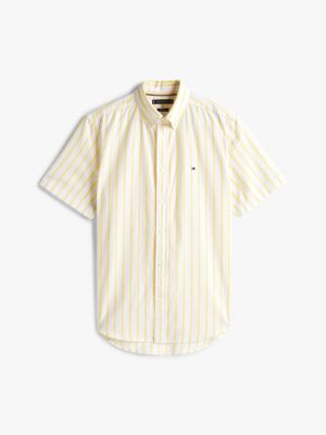 white regular fit short sleeve poplin shirt for men tommy hilfiger