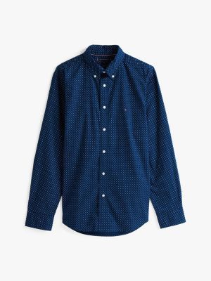 blue th flex regular fit polka dot shirt for men tommy hilfiger