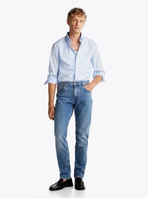 blau th flex gepunktetes regular fit hemd für herren - tommy hilfiger