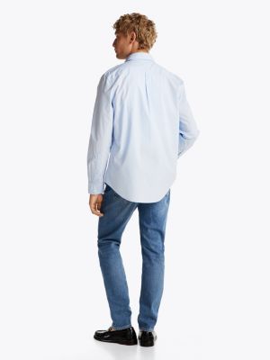 blau th flex gepunktetes regular fit hemd für herren - tommy hilfiger