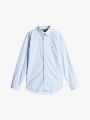 blau th flex gepunktetes regular fit hemd für herren - tommy hilfiger