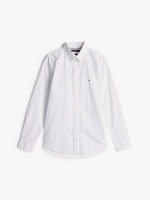 white th flex regular fit polka dot shirt for men tommy hilfiger