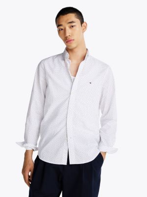 chemise coupe standard à pois th flex white pour hommes tommy hilfiger