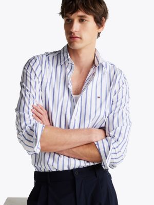 camicia th flex regular fit a righe multicolore da uomini tommy hilfiger