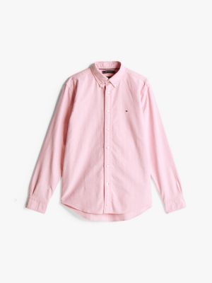 pink regular fit stripe shirt for men tommy hilfiger