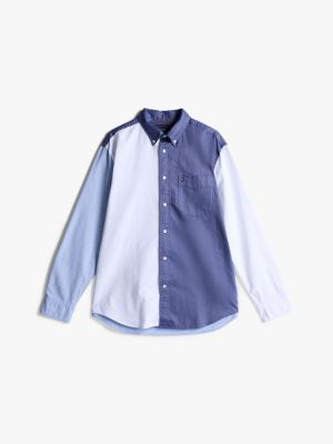 camisa oxford amplia con diseño color block multicolor de hombres tommy hilfiger