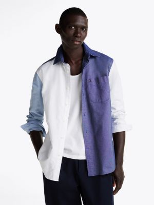 chemise coupe standard colour-block en coton plusieurs couleurs pour hommes tommy hilfiger