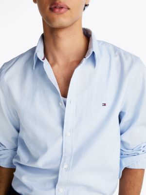blue th flex slim fit hemd mit dobby-effekt für herren - tommy hilfiger