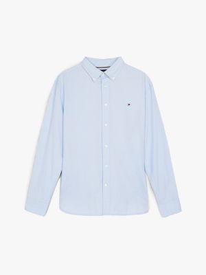 blue th flex slim fit dobby shirt for men tommy hilfiger