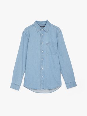 blue regular fit denim shirt for men tommy hilfiger