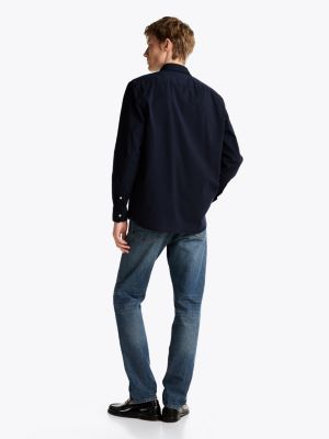 blau relaxed fit twill-hemd für herren - tommy hilfiger