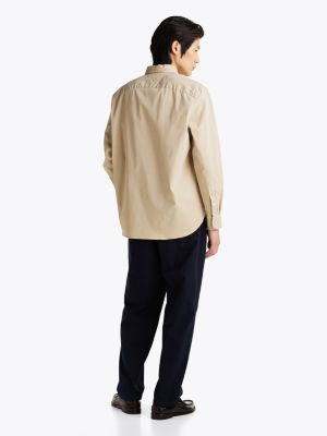 khaki relaxed fit twill-hemd für herren - tommy hilfiger