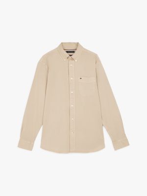 khaki relaxed fit twill-hemd für herren - tommy hilfiger